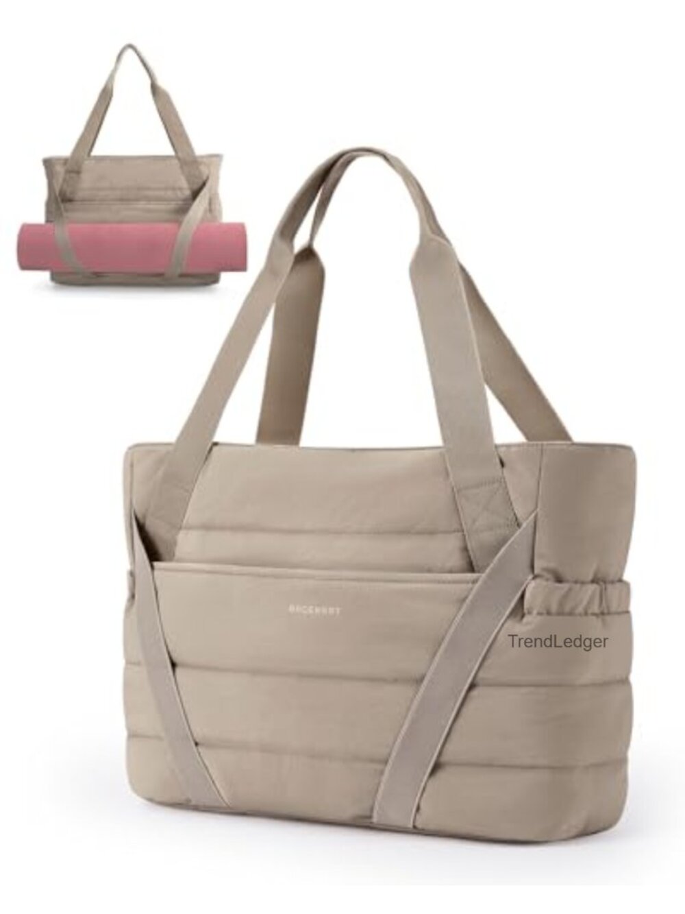 BAGSMART Nylon Tote Bag with Yoga Mat Straps & Laptop Sleeve